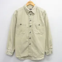 XL/古着 長袖 シャツ メンズ 00s コーデュロイ 太畝 コットン 薄ベージュ カーキ 25oct08 中古 トップス