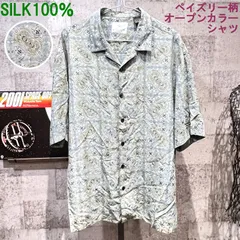古着 PARADISE シルク100% ペイズリー柄 半袖 オープンカラーシャツ L 絹
