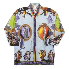 VERSACE ヴェルサーチ GIANNI VERSACE 総柄シャツ トップス メンズ シルク マルチカラー 46 ヴィンテージ