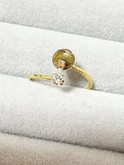 指輪　スモーキークォーツ　フリーサイズリング／高品質AAA・ブラジル産・K16GP仕上げ