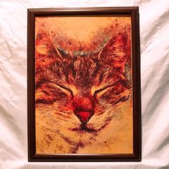 191:どアップイレブン8    猫   貴方の店・部屋映えます　パロディアート　ポスター　B5フレーム付き