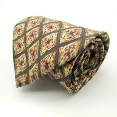 レノマ ブランド ネクタイ 格子柄 花柄 幾何学模様 シルク イタリア製 メンズ ベージュ renoma 【中古】