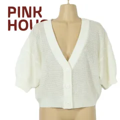 【美品】ピンクハウス★可愛い！透かし編みニット　半袖カーディガン春夏 ホワイト系 z8831