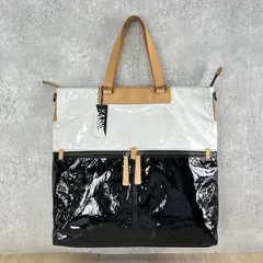 トートバック KAZUE ONO 【未使用】 APHRODITE タグ有り No.2981ホワイト×ブラック エナメル×牛ヌメ革 19000円 /510058 在★3