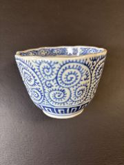 古伊万里　染付　蛸唐草　蕎麦猪口　向付　成化年製/大字　江戸期　(j70901)