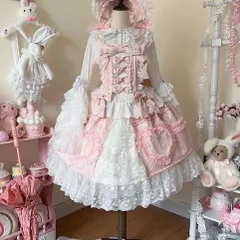 甘ロリJSKドレスセット＊ふんわりハートポケット＆リボンアクセ付