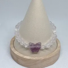 フローライト × ローズクォーツ × 水晶 × シェルパール デザインブレスレット