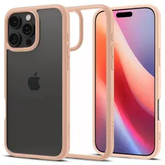 Spigen iPhone 16 Pro Max ケース クリア ストラップホール 米軍MIL規格 バンパー 耐衝撃 ウルトラ・ハイブリッド ACS08688 (ローズ・チタニウム) 0
