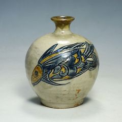 金城次郎 魚文壷 15cm 花瓶 人間国宝