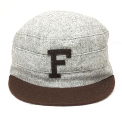 【新品】FiTNESS EBBETS FIELD FLANNELS エベッツフィールドフランネルズ イニシャル "F" ウール ワークキャップ サイズ：7 1/4 グレー×ブラウン Made in U.S.A アメリカ製