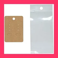 【スタッフおすすめ！】アクセサリー台紙 ヘッダー袋付き 100枚セット ディスプレイカード ピアス用台紙 ネックレスなどに