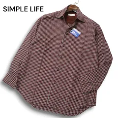 【新品 未使用】 SIMPLE LIFE シンプルライフ レナウン 通年★ チェック柄 長袖 シャツ ウォッシャブル Sz.S メンズ