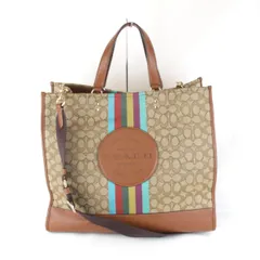 美品『USED』COACH コーチ デンプシートート F2239-C5793 トートバッグ  シグネチャー 2wayバッグ ブラウン キャンバス