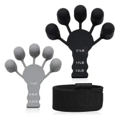 ☆ ブラック×グレー ☆ フィンガートレーナー 指トレーニング 2個セット pmyfinger04 フィンガートレーナー 2個セット 指の力 トレーニング 握力 リハビリテーション リハビリ フィンガーエクササイザー 握力強化 握力トレーナー