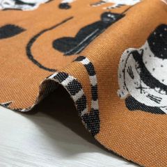 エモエモ　コットンジャガード ねこ　オレンジ　50ｃｍカットクロス