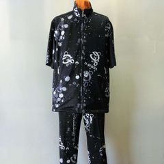 メッシュタイプセットアップ　半袖長ズボン　黒系　L　LL
