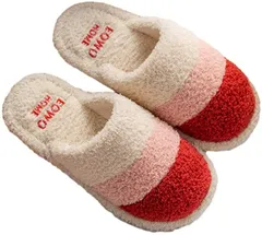 Electric Circus ルーム シューズ ふかふか スリッパ 洗える もこもこ スリッポン 滑り止め 付き 室内 履き ペア レッドM( レッド「M」,  23.0 cm)