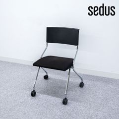 【中古品】Sedus セダス Flip Flap フリップ フラップ オフィス キャスター アームレス チェア 折り畳み ファブリック ブラック