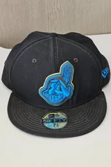 B-554　NEWERA　ニューエラ　59fifty　インディアンス　ブルーロゴ　キャップ　ブラック系　58.7cm