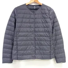 美品 UNIQLO ユニクロ ウルトラライトダウン コンパクトジャケット ノーカラー カーディガン レディース L 襟調節ボタン