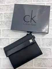 N 値下げ中【中古品】カルバンクライン Calvin Klein 二つ折り財布 小銭入れ コインケース 専用箱付き ブラック かっこいい おしゃれ ミニウォレット 収納力抜群 普段使い 通勤用 プレゼント 誕生日
