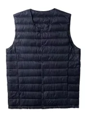 インナーダウンベスト ウルトラライト メンズ ノーカラー インナーベスト MUISHUYU 軽量 暖かい 防寒 秋冬 YU41