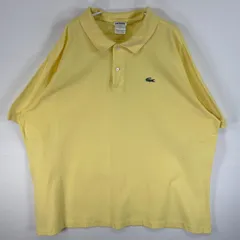 古着 ラコステ LACOSTE 鹿の子 半袖 ポロシャツ ワンポイント ロゴ 大きいサイズ 2ボタン 8  イエロー 無地 メンズ