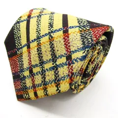 アレクサンダージュリアン ブランド ネクタイ シルク 格子柄 チェック柄 PO メンズ イエロー Alexander Julian 【中古】