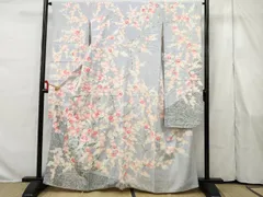 平和屋着物■豪華振袖　駒刺&#32353;　流水枝花文　銀彩　正絹　逸品　AAAS5130sw