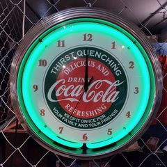 【専用外箱付き】シングルネオンクロック◆コカ・コーラ/Coca-Cola◆ネオンサイン　掛け時計　ダイナー　アメリカン雑貨