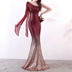 スパンコールのグラデーションが美しいワンショルドレス?.?