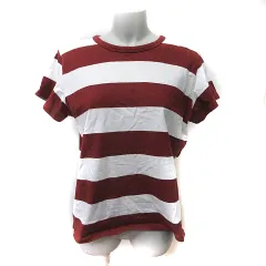 アニエスベー agnes b. Tシャツ カットソー ボーダー 半袖 3 M～L 茶 ブラウン 白 オフホワイト /YIのサムネイル