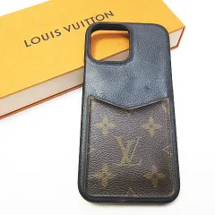LOUIS VUITTON ルイ・ヴィトン LV ビトン iphone13 Pro Max モノグラム アイフォンケース M46053 ME5221 スマホケース 携帯ケース カバー ブラック×ブラウン 中古 E150B