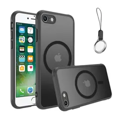 iPhone SE3/SE2/SE/8/7 ケース Magsafe対応マグネットリング 内蔵 携帯ケース【ストラップ1種付き】 HILEGENER for アイフォン SE 第3/2世代 iPhone 8 スマホケース 半透明 黄ばみ防止 MIL規格 耐衝撃