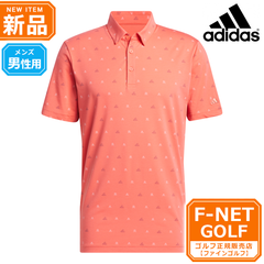 新品 【プリラブドスカーレット】春 夏 モデル adidas アディダス ゴルフウェア JMS65 GO-TO モノグラム シャツ ポロシャツ [吸汗速乾 ストレッチ ジャージー素材 ボタンダウン仕様] （メンズ）☆