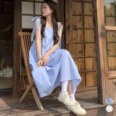 ティアード キャミワンピースロングワンピ 可愛い ノースリーブワンピース レディース体型カバー 無地リボンサマーワンピ ゆったり カジュアルフレアワンピ おしゃれ xzdsskn