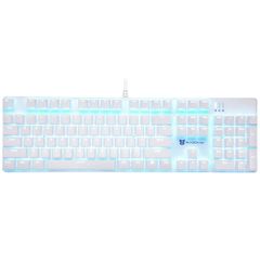 新品 Merdia メカニカル式ゲーミングキーボード 全104キーボード US配列 USB有線キーボード LEDバックライト付き (茶軸-ホワイト)