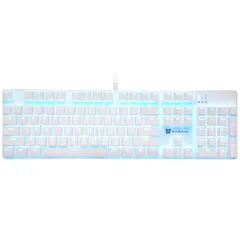 新品 Merdia メカニカル式ゲーミングキーボード 全104キーボード US配列 USB有線キーボード LEDバックライト付き (茶軸-ホワイト)