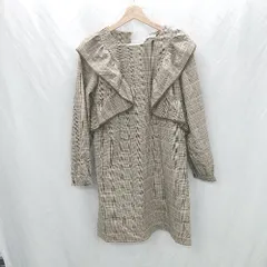 ◇ ⊂ OLIVE des OLIVE フリル チェック柄 長袖 膝丈 ワンピース サイズF ブラウン系 レディース E  【1506130000969】