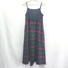 ◇ SWEET MOMMY チェック柄 マタニティ 授乳 ロング丈 キャミソールワンピース サイズM ネイビー系 レディース E  【1407020068123】