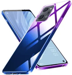 【新着商品】A ケース Reno9 OPPO Reno7 A ケース クリア 透明 薄型 OPG04 スマホケース TPU OPPO 耐衝撃 グラデーション色 ケース 指紋防止 ストラップホール付き 軽量 人気 携帯カバー パープルブルー