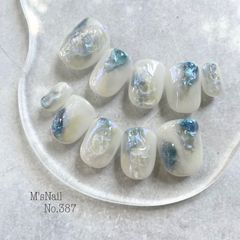 ネイルチップ チップ ニュアンス 水色 マグネット ちゅるん うるうる ぷっくり 大人