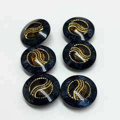 【特価】手芸　高級ボタン　ネイビー　ゴールド　アンティーク　約15mm　6個　まとめ売り