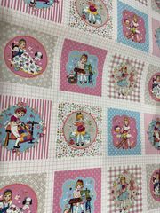 シーチング Cheery Days　ピンク　ソーイングパネル柄約108cm X60cm