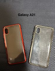 【訳あり】【2個セット】Galaxy A21 ケース シンプル ソフトケース カバー TPU クリア ケース レッド　シルバーの中から2点選択