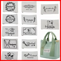コットン パンダ 綿 24枚セット ウサギ 12種 縫製 DIY タグ かわいい おしゃれ ハンドメイド用 ロゴ ワッペン サムコス ラベル 衣類/ポーチ/帽子などに飾り