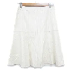 ジェイプレス J.PRESS フレアスカート ひざ丈 ウール ストライプ柄 大きいサイズ 15 白 黒 ホワイト ブラック /FF25