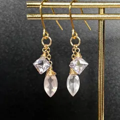 ファセットカットのローズクォーツ＆アメジストのチャーム【14kgf】