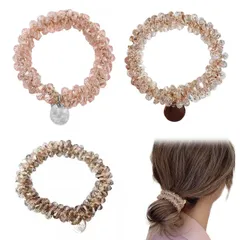 【数量限定】春夏スタイル トレンド髪ゴム シンプル ヘアゴム ヘアゴム 仕事/デイリーカジュアル/ゴージャスなパーティー キラキラ ブレスレット 髪飾り ヘアゴム【3本セット】クリスタルイミテーションパール おしゃれ パール