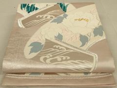 平和屋着物◎六通柄袋帯　唐織　草花文　金銀糸　正絹　逸品　AAAV1636ou